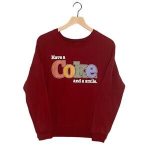 Coca Cola Sweatshirt Womens Size M Maroon Red Have a Coke and Smile Logo SOFT